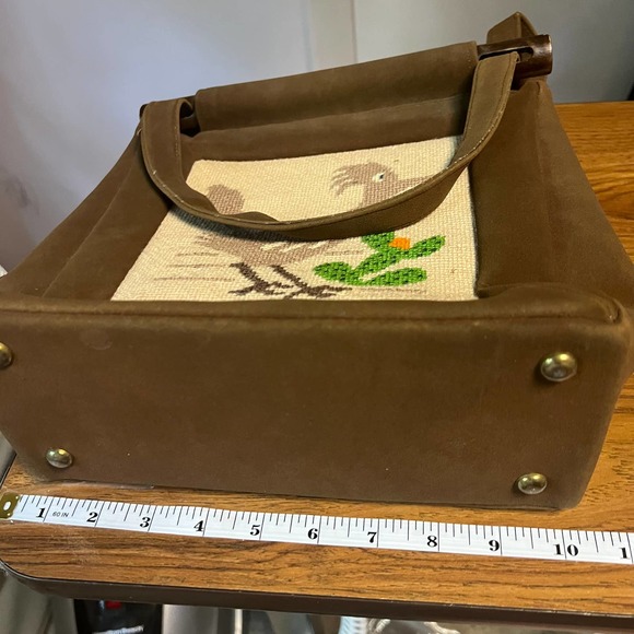 Vintage Road Runner Purse Tote Bag Embroidered Dessert Cottage Core Wooden - Picture 12 of 12